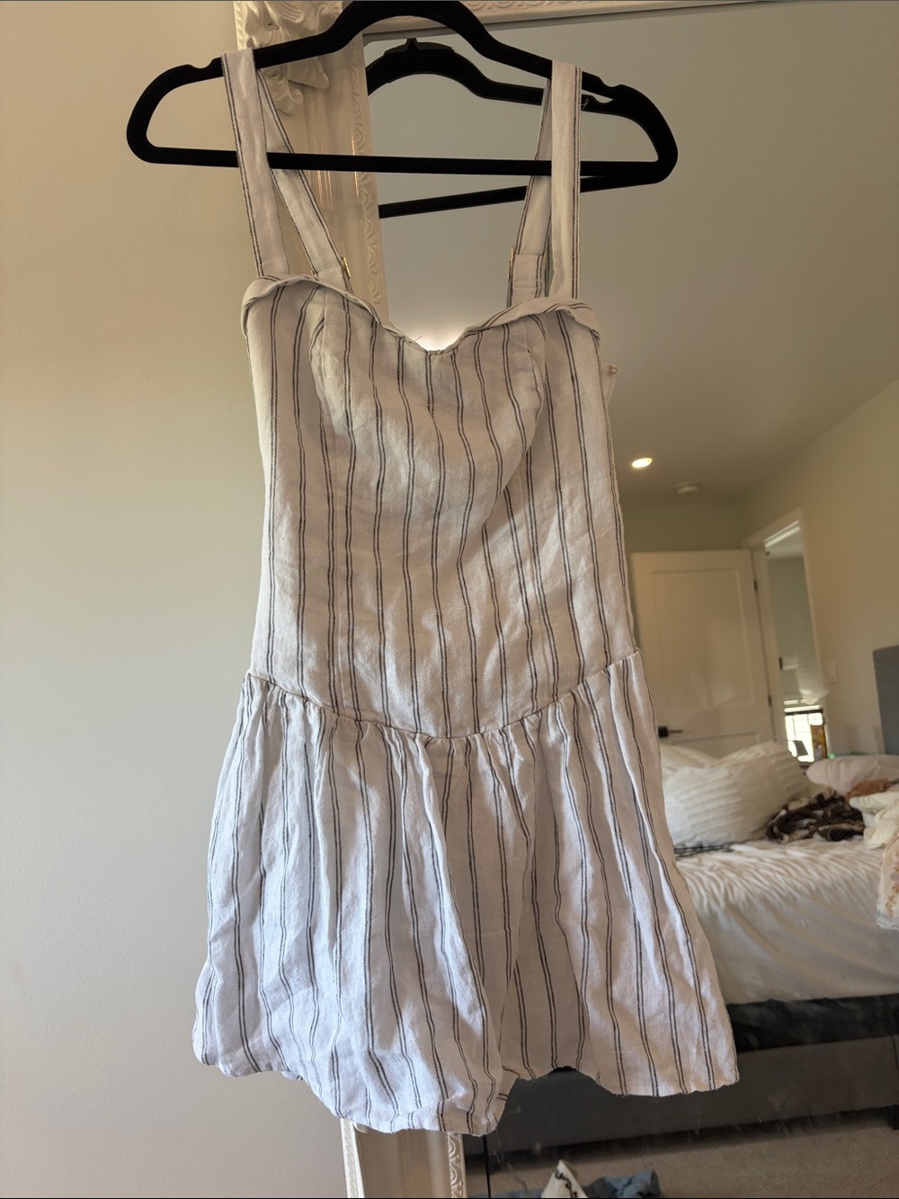 Abercrombie & Fitch White Mini Dress with Blue Stripes (built in shorts)